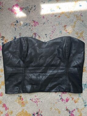 Aritzia Faux Leather Strapless Top